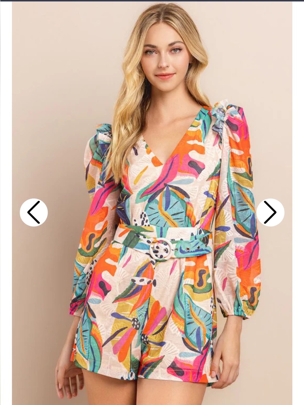 Hello Molly Colorful Tropical Print V-Neck Romper